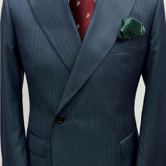 Green pinstripe 100% super 150 Cerruti 1881 one button double breasted wool suit - Picture 3 of 3